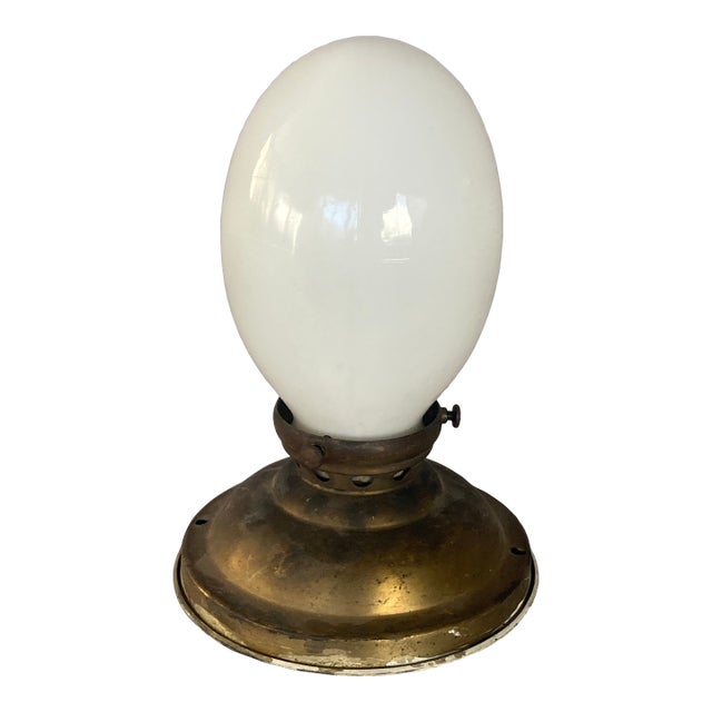 1910 Antique Wall Sconce, Solid Brass, All Original, White Glass Shade For Sale