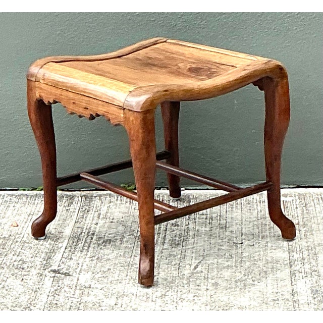 Camel Vintage Asian Fretwork Stool For Sale - Image 8 of 12
