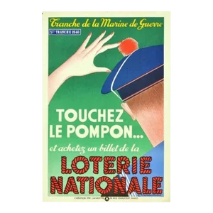 1939 French Art Deco Poster, Loterie Nationale Advertisement "Touchez Le Pompon" - C. Marcoussis