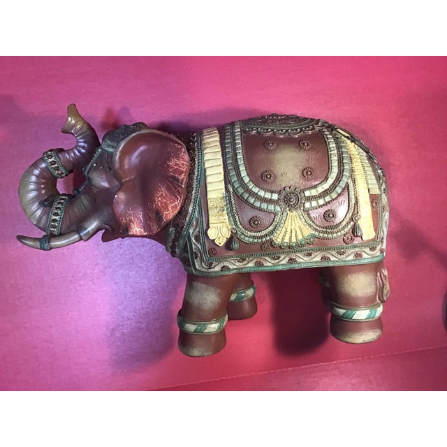 Large Ornate Elephant Sculpture- Hand-Painted Global Decor, 10”(h) X 15”(l) For Sale In San Francisco - Image 6 of 6