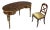 Guillaume Grohé, Kidney Shaped Desk and Chair, Leather, Bronze, France, 19th C. For Sale