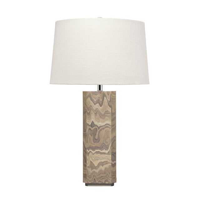 Canyon Table Lamp, Sand Grey Wood Veneer For Sale In Los Angeles - Image 6 of 6