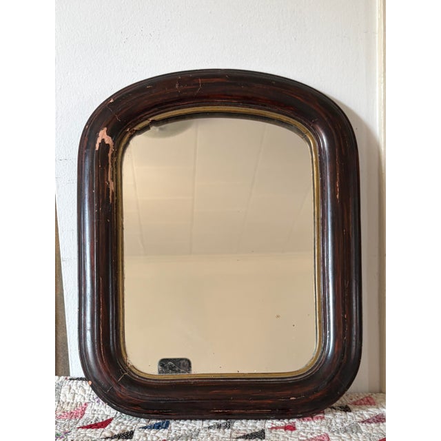 1900 - 1909 Antique Victorian Era Rounded Arch Tombstone Mirror With Original Glass For Sale - Image 5 of 9