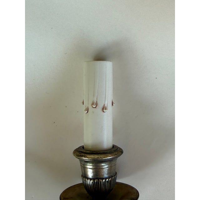 Metal 1920s Neoclassical Silverplate Electric Sconces - Rewired - Set of 2 For Sale - Image 7 of 8