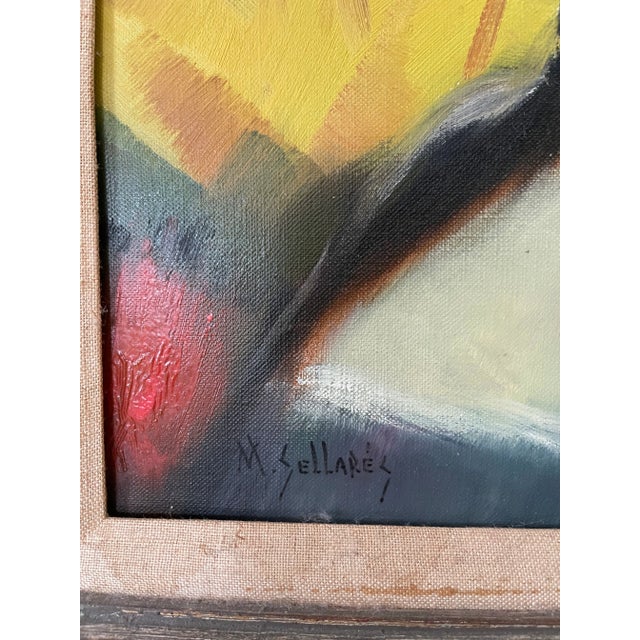 Mid-Century Modern Vintage Oil Portrait of a Woman, Framed and Signed For Sale - Image 3 of 5