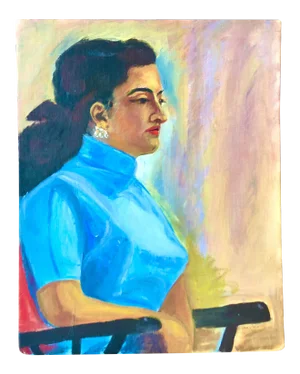 Mid Century Oil Portrait of a Woman by Edna Stainton