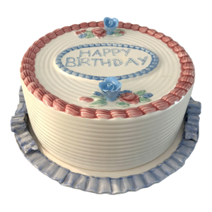 Vintage Traditional Ceramic "Happy Birthday" Domed Pedestal Cake Plate