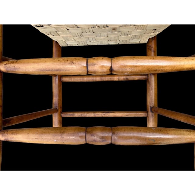 Wood “Mom and Pop” Antique Americana High Country, Birdseye Maple, Ladder-Back Mid to Late 1800’s - Set of 2 For Sale - Image 7 of 11