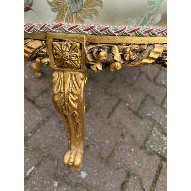 Gold 1960 French Louis XVI Gold Beech Damask Settee 1pc For Sale - Image 8 of 13