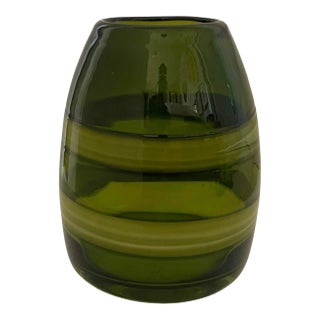 Murano Art Glass Sasso Vase Luciano Gaspari Salviati Green Swirl VTG 1960s MCM For Sale