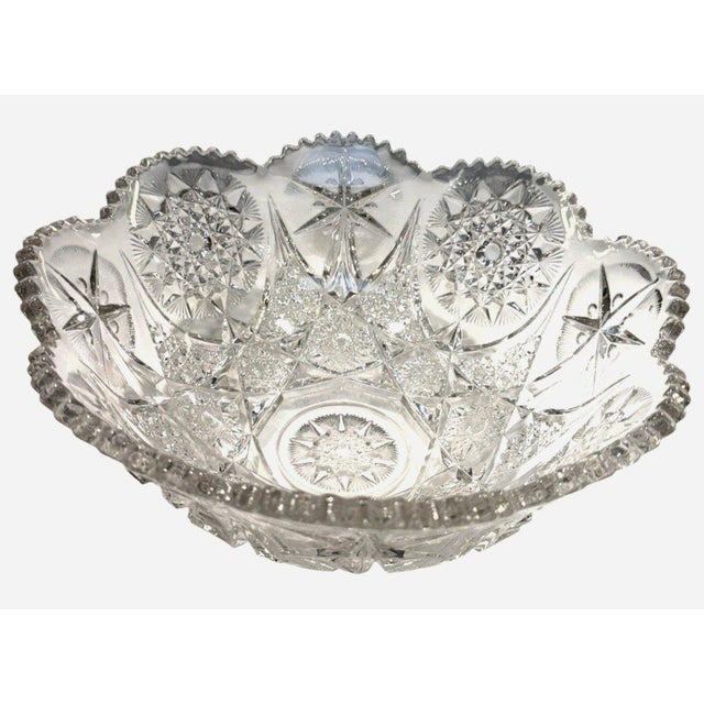 Antique McKee Yutec Clear Eapg Flared Glass Punch Bowl Starburst For Sale In Dallas - Image 6 of 6