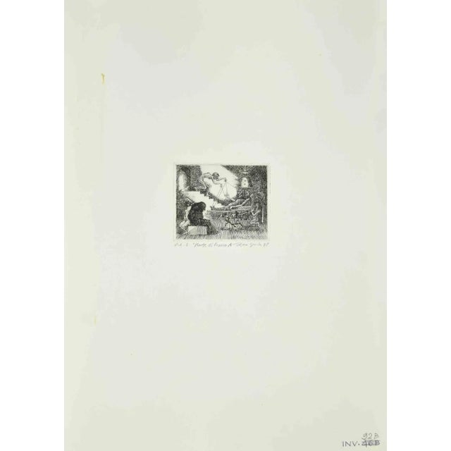 The Death of Francois an original etching and aquatint realized by Leo Guida in 1978. Good condition. Mounted on a white...