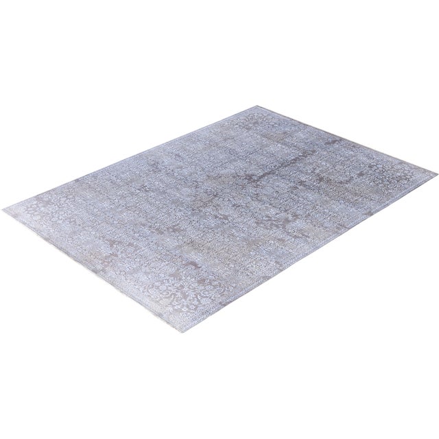 Gray Ikat, One-of-a-Kind Hand-Knotted Area Rug - Gray, 9' 0" x 12' 3" For Sale - Image 8 of 8