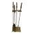 Vintage Brass Fireplace Tool Set With Hammered Hearth Stand and Glass Shelf Base For Sale