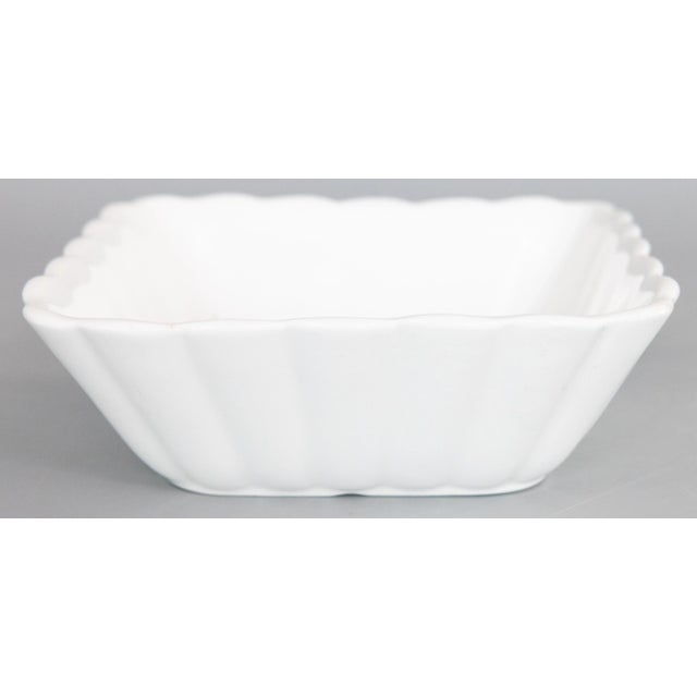 1900 - 1909 Antique English White Ironstone Fluted Square Bowl For Sale - Image 5 of 8