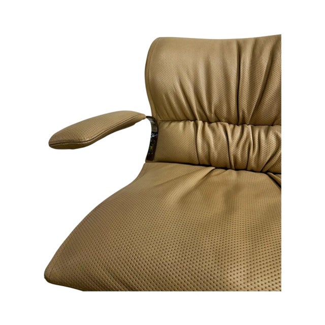 Tan 4 Giovanni Offredi for Saporiti Italia "Onda” Leather Desk Chairs, 1970 For Sale - Image 8 of 10