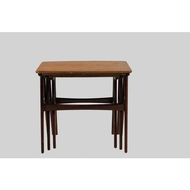 1960s Fully Restored and Refinished Danish Nesting Tables in Teak, 1960s, Set of 3 For Sale - Image 5 of 8
