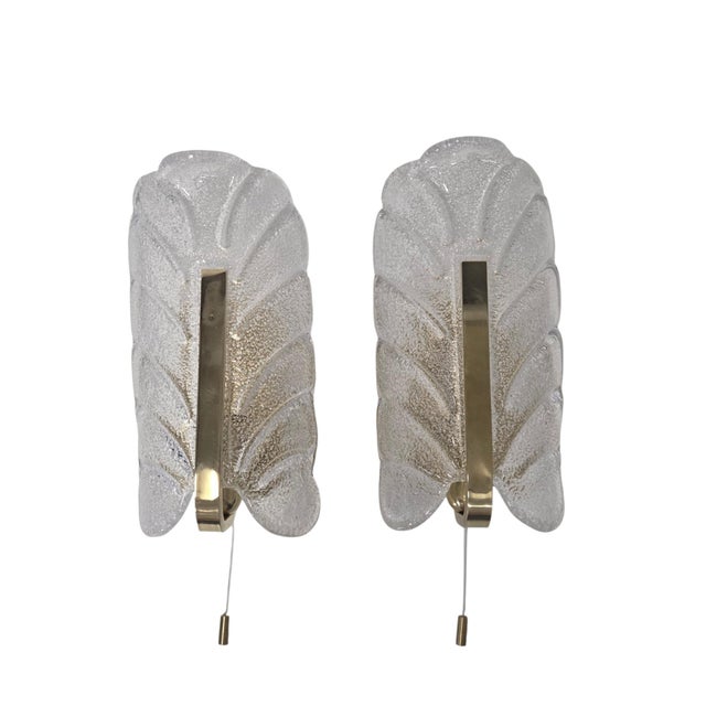 Wall Lights Acanthus Leaf by Orrefors and JBS Fagerlund and Carl Fagerlund, Sweden, 1960s, Set of 2 For Sale - Image 10 of 16