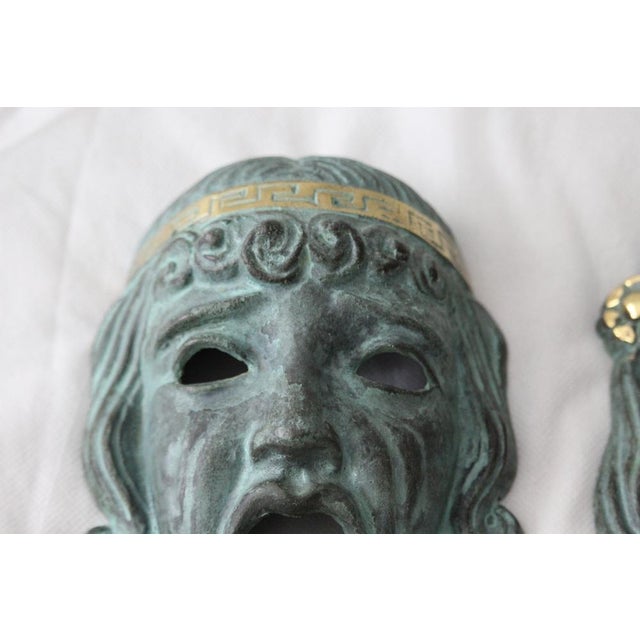 Metal Bronze Theater Drama Masks, 1950s, Set of 2 For Sale - Image 7 of 18