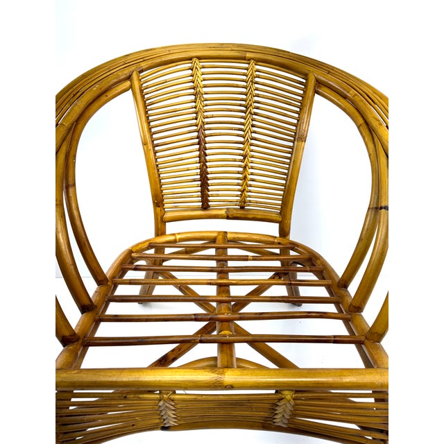 Mid-Century Modern Vintage Bent Bamboo & Rattan Lounge Chair in the Style of Franco Albini For Sale - Image 3 of 13