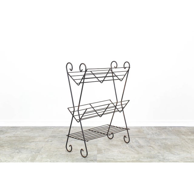 Mid-Century Modern Vintage Postmodern Mid Century Wired Magazine Rack For Sale - Image 3 of 4