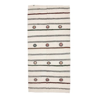 Mid 20th Century Vintage Embroidered Hemp Kilim Rug For Sale
