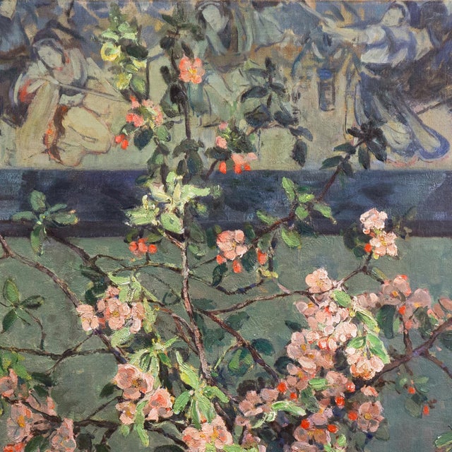 Blue 'Apple Blossoms' by Anna Lee Stacey, 1924, Paris, New York, Chicago, Art Institute of Chicago, Art Students League, Japanese Edo, Woman Artist For Sale - Image 8 of 13