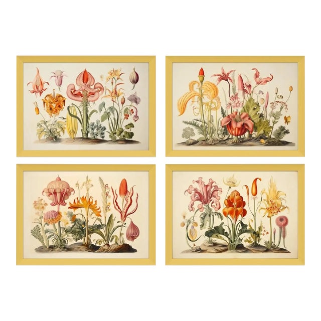 Set of 4 - 20' X 13.9' Framed Botanical Prints 'Hortus Floridus' Style Flowers #7 For Sale