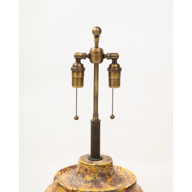 Ceramic Large Italian Ceramic Lamps with a "Scavo" Glazed Finish - A Pair For Sale - Image 7 of 10