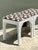 Vintage White and Brown Fretwork Upholstered Stools - A Pair For Sale - Image 10 of 12