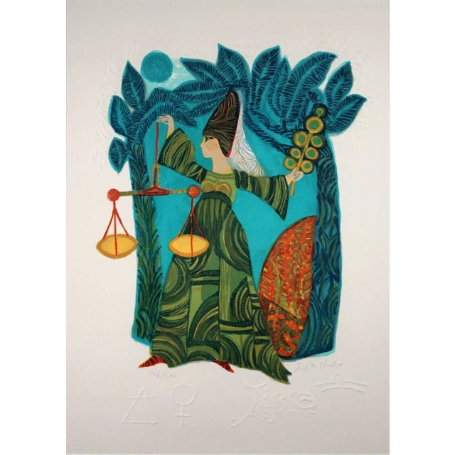 Contemporary Judith Bledsoe Libra Hand Signed Contemporary Lithograph 126/250 Framed For Sale - Image 3 of 11