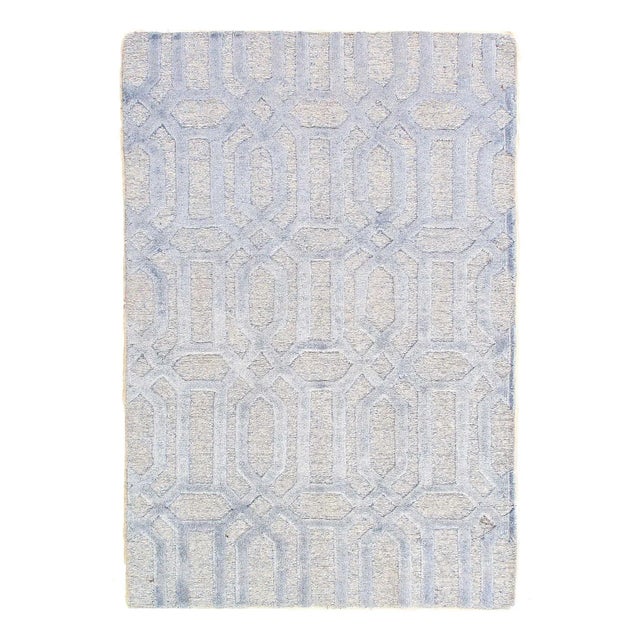 2020s Light Blue Modern Silk & Wool For Sale - Image 4 of 4