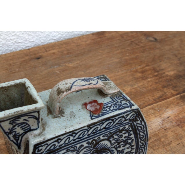 19th Century Antique Blue & White Porcelain Vessel For Sale - Image 5 of 9