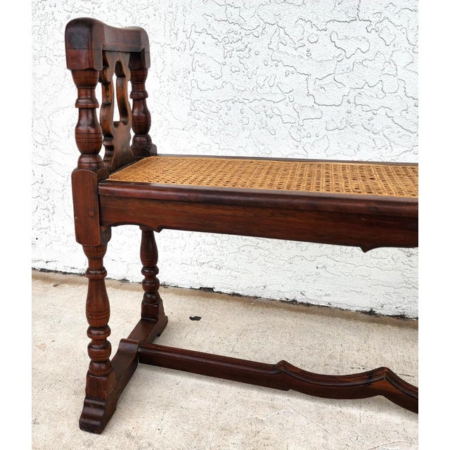 Antique English Walnut & Cane Window Bench For Sale - Image 12 of 16