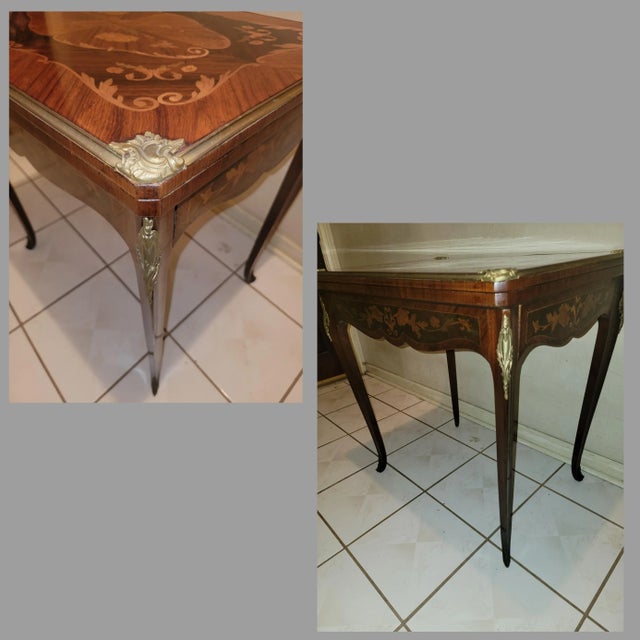 Late 19th Century Antique French Louis XV Style Inlaid Flip Top