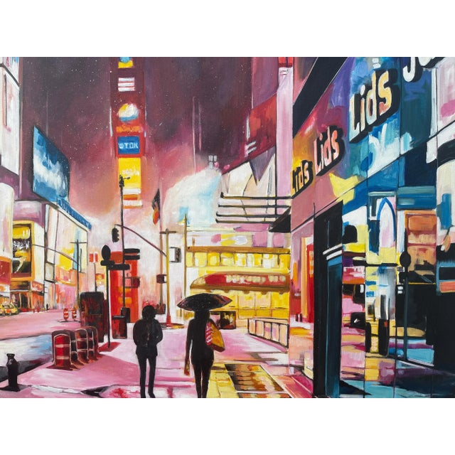 Painting of Times Square Manhattan New York City - Unique Original Art by Contemporary British Artist, 2021 For Sale - Image 9 of 13