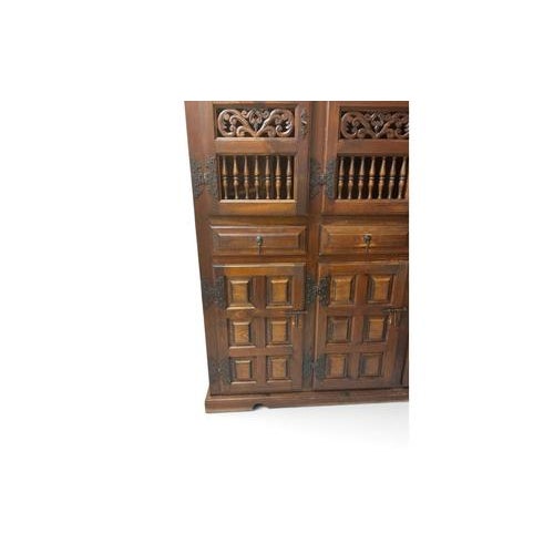 Large Castilian Wood Pantry Cabinet with Perforated Doors For Sale - Image 4 of 15