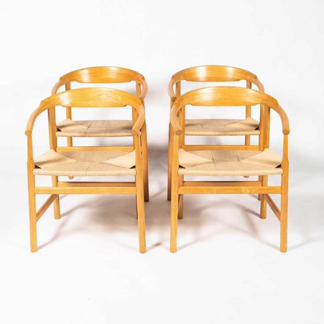 Mid-Century Modern Hans Wegner for PP Møbler PP 209 Chairs in Oiled Oak and Papercord - Set of 4 For Sale - Image 3 of 10