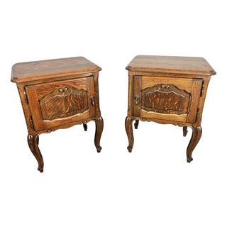 Vintage French Oak Bedside Tables, Set of 2 For Sale