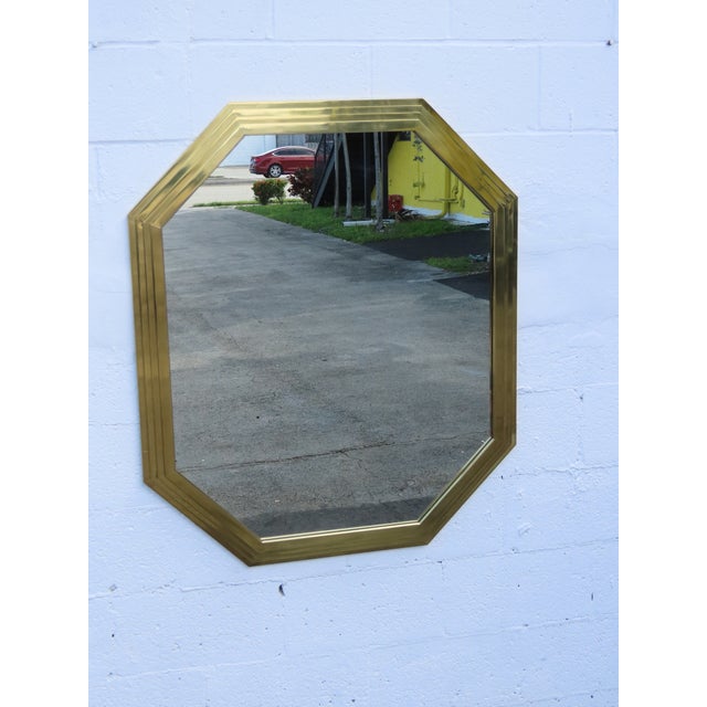 Willy Rizzo Italy 1970s Large Brass Octagon Wall Mirror 6455 For Sale - Image 9 of 11