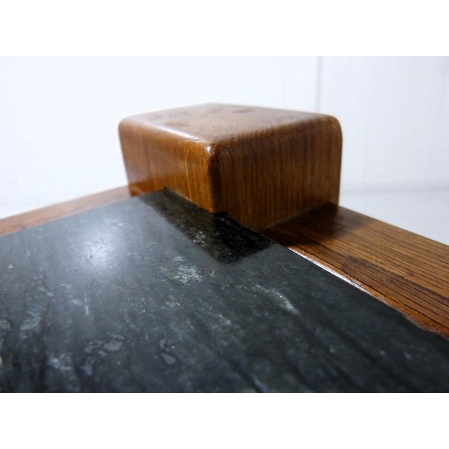 Black Brutalist Coffee Table in Oak & Natural Stone, 1970s For Sale - Image 8 of 15