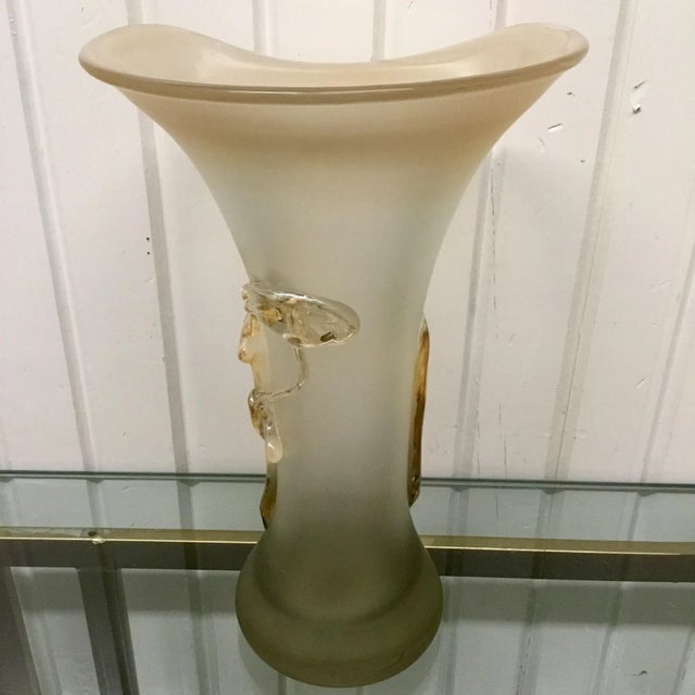 Iridescent Cherries Art Glass Vase in Citrine For Sale - Image 4 of 8