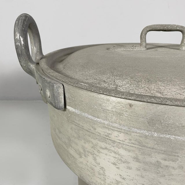 Italian Round Aluminum Pot with Lid, 1930s For Sale - Image 10 of 18