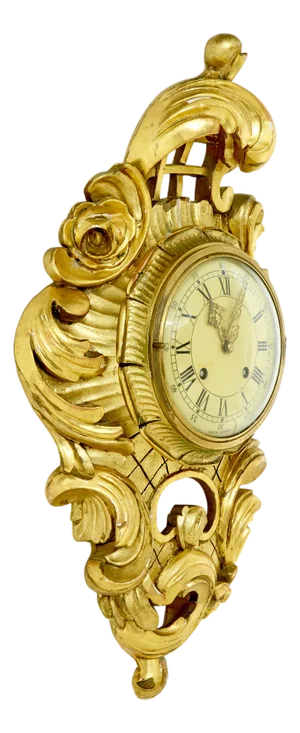 Swedish Rococo Revival Carved Gilt Wall Clock, 1950s