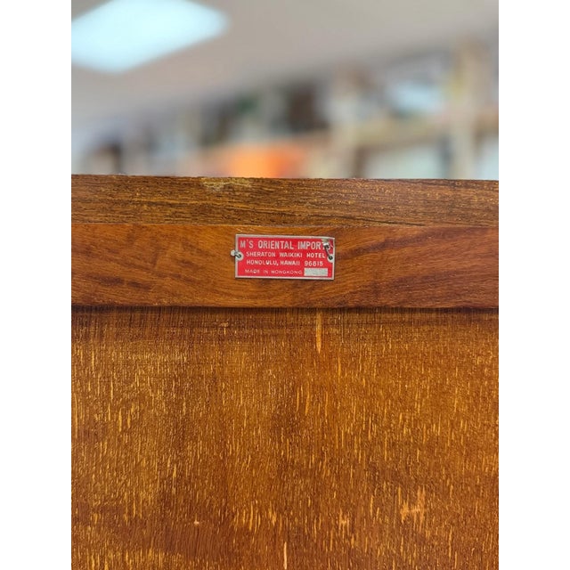 Mid 20th Century Rare Oriental Rosewood Secretary Writing Desk Fold Out Sheraton Hotel Provenance For Sale - Image 15 of 15