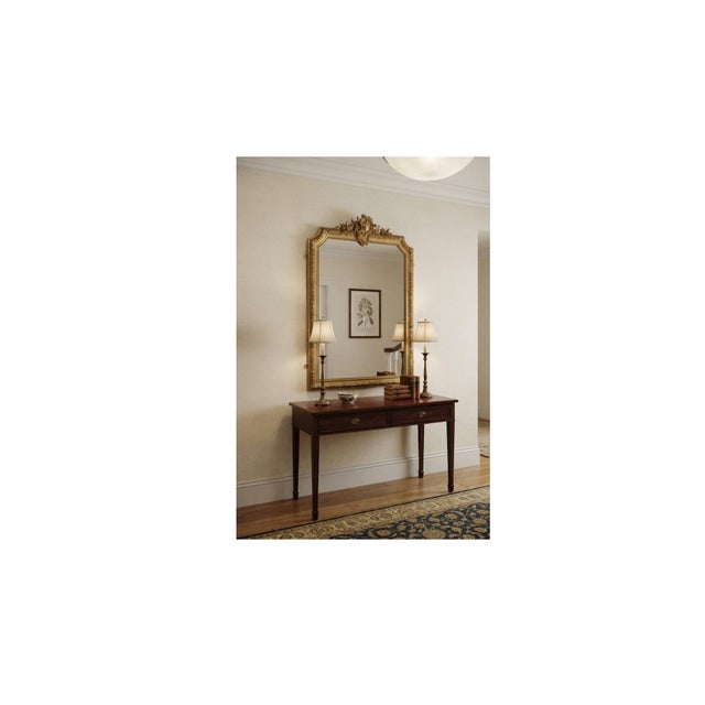 An elegant 19th-century french giltwood wall mirror, crafted in the refined louis philippe / napoleon iii transition style...