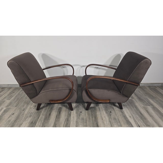 Gray Set of Armchairs by Jindrich Halabala, 1940s For Sale - Image 8 of 11