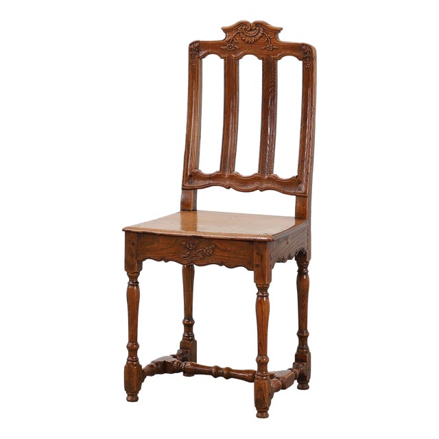 Antique Carved Oak Side Chair, France For Sale