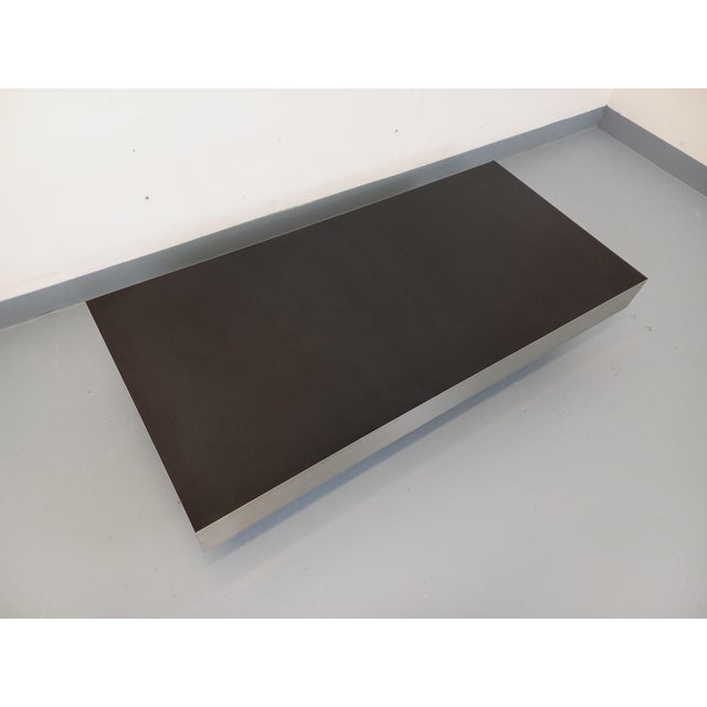Vintage Coffee Table in Brushed Aluminum and Black Laminate, 1970s For Sale - Image 10 of 18