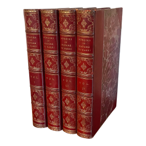 Fine Red Leather Bindings / Books Memoirs of Madame Du Barri London 1896 - 4 Volumes